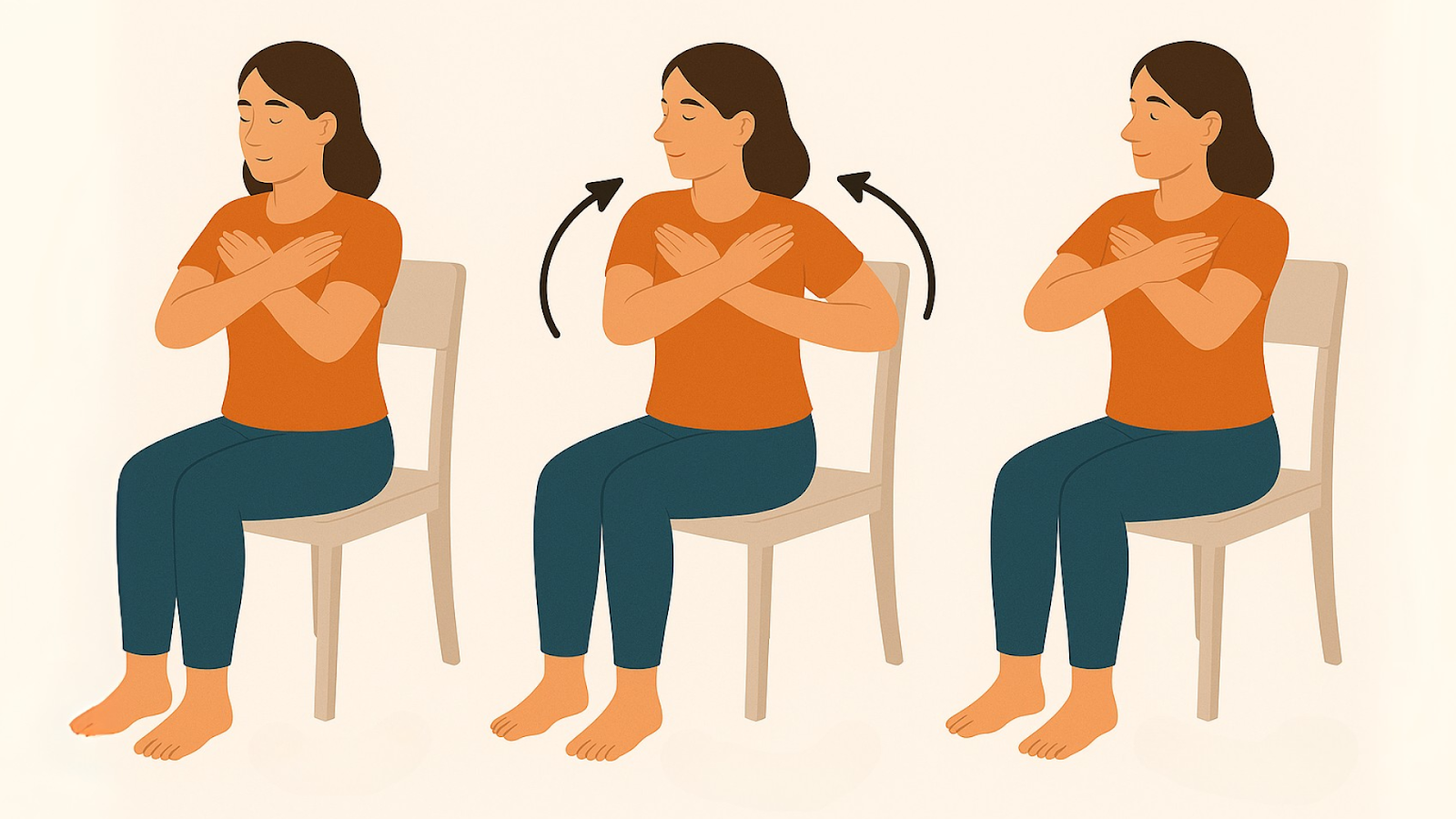 Series of seated trunk rotations performed on a chair, often prescribed in physiotherapy for spinal flexibility and postural correction.