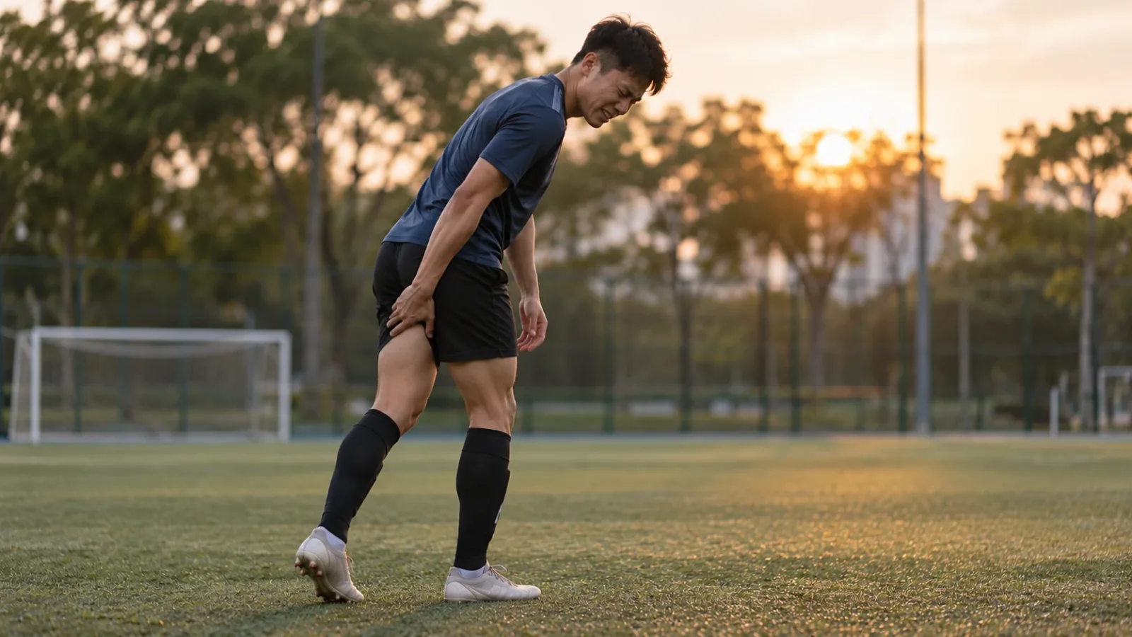 Physiotherapist assessing a patient with hamstring injury 腘绳肌损伤