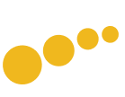 4 yellow circles , from right to left, smallest to biggest