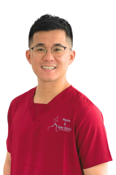 Physio and Sole Clinic Senior Musculoskeletal Physiotherapist Fang Yee in red scrubs