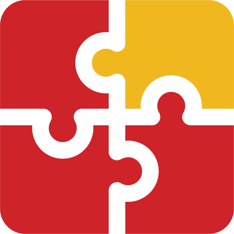 Puzzle red and yellow icon