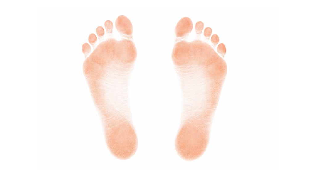 Footprints showing the shape of both feet, illustrating natural foot structure and arch variation.
