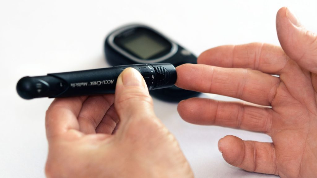 Blood glucose testing showing diabetes as a risk factor for fungal nail infection